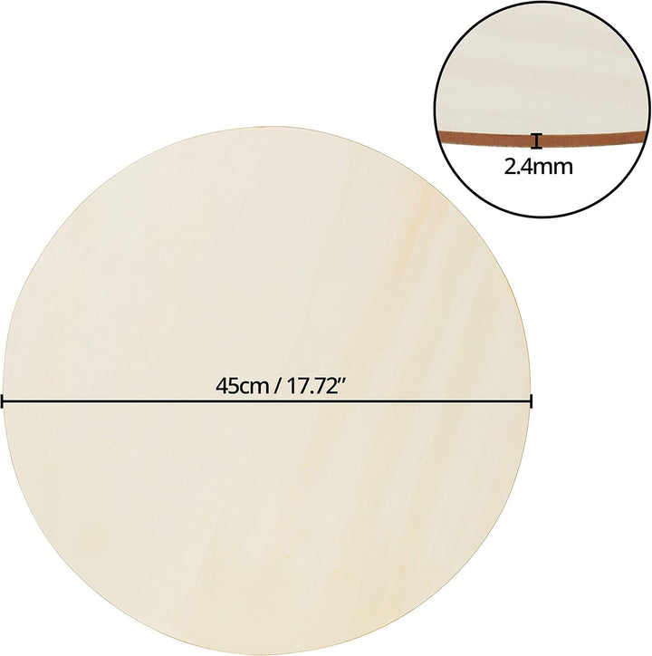 Belle Vous 6er Pack Naturbelassene Holzplatte Rund - 45 cm Durchmesser, 2,4 mm Dicke - Schlichtes Bl