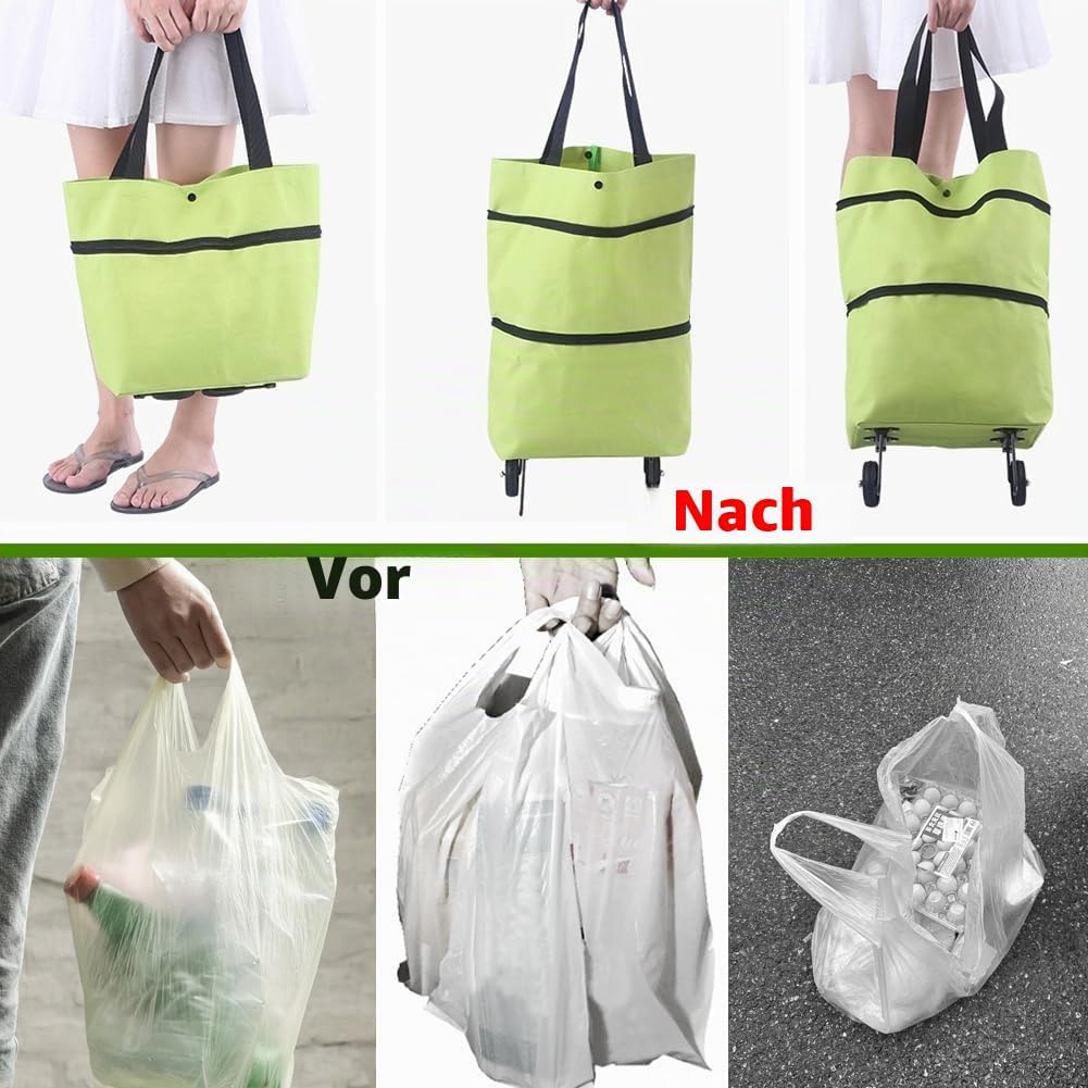 Faltbare Tasche mit Rollen | Faltbarer Einkaufstrolley | Multifunktionale Einkaufstasche mit Rollen