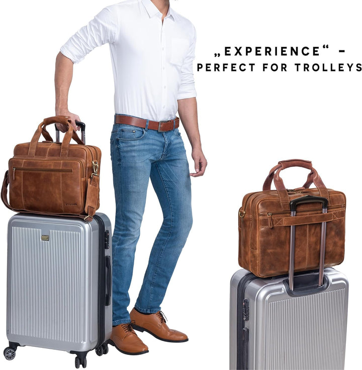 STILORD 'Experience' Vintage Lehrertasche Leder gross für Herren Damen XL Aktentasche Business Schul