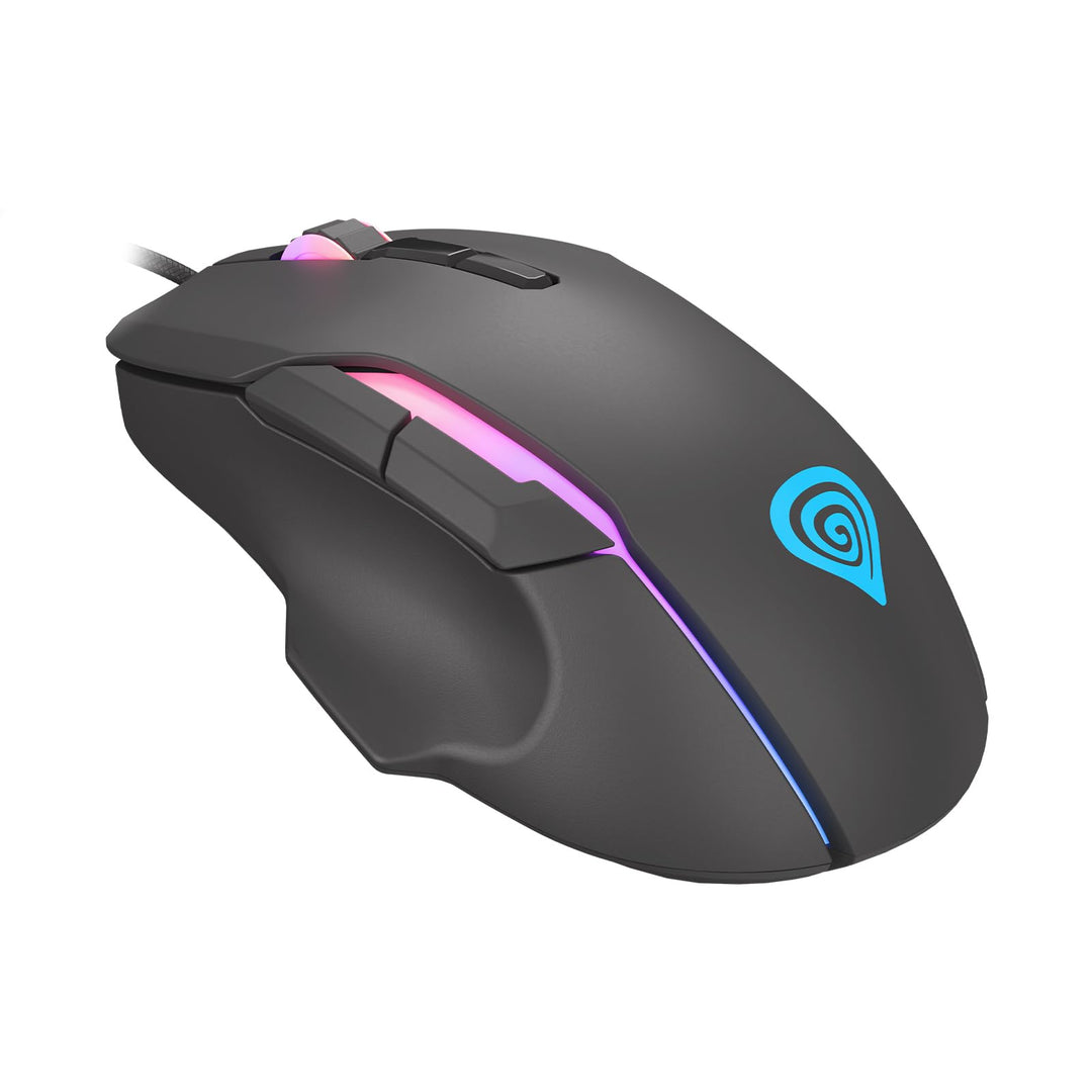Genesis Xenon 220 G2 Gaming Maus kabelgebunden, leise Klicks, optischer Sensor bis 12800 DPI, RGB-Be