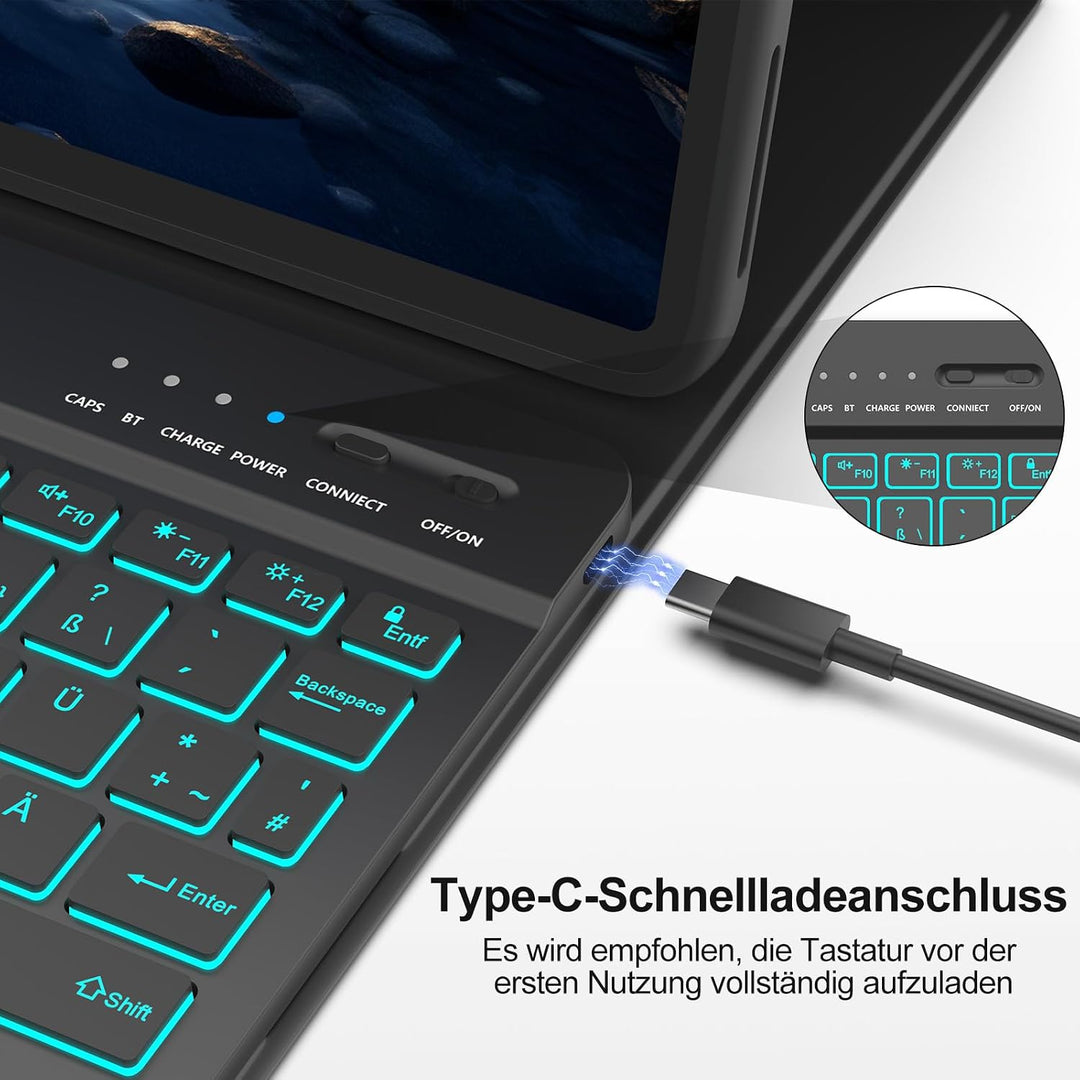 MMK Hülle mit Tastatur für iPad Air 11" M4 2026/M3 2025/M2 2024, QWERTZ | Hülle für iPad Air 5/4,Pro
