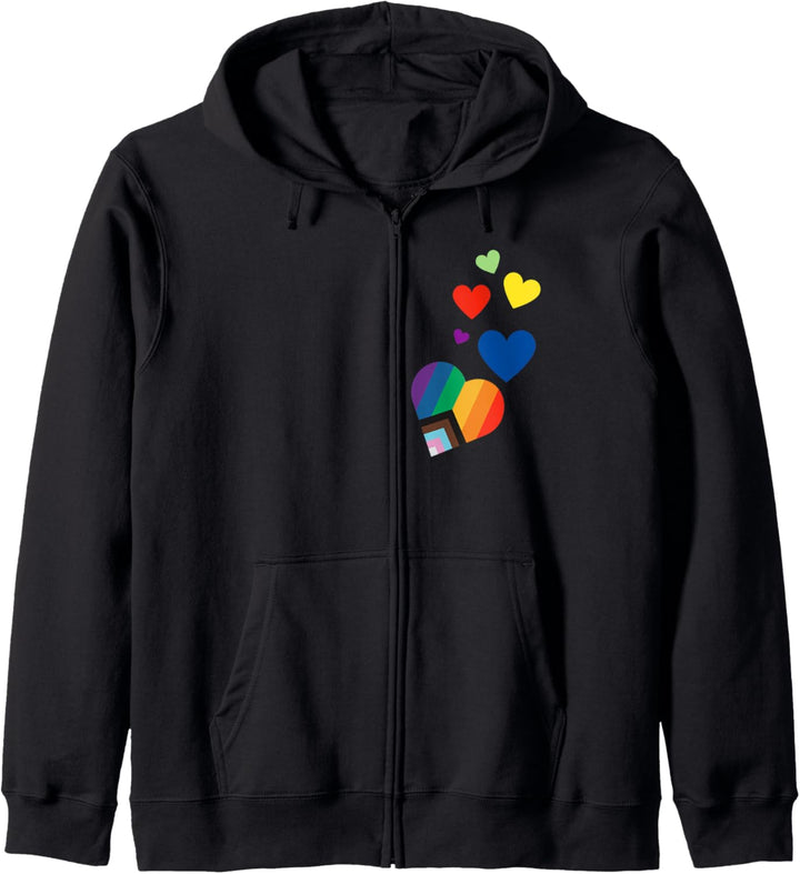 Regenbogen-Flagge, farbige Herzen, LGBTQ+ Lesbischer Gay Pride Kapuzenjacke