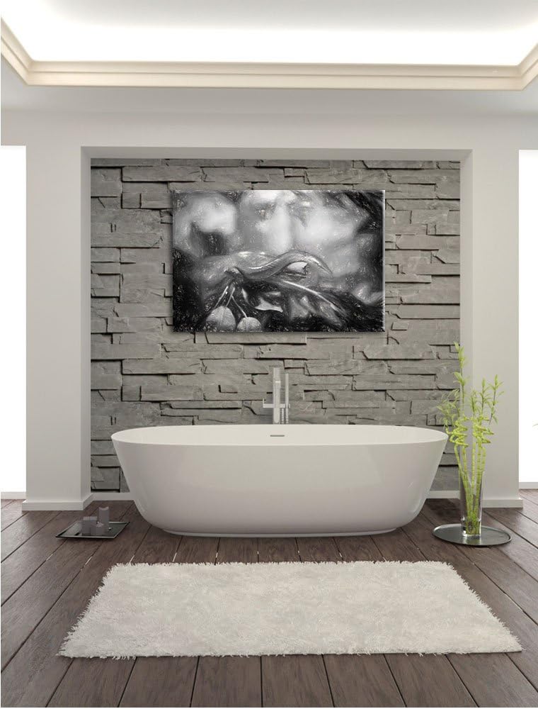 Pixxprint Raue grüne Schlange Kunst als Leinwandbild/Grösse: 100x70 cm/Wandbild/Kunstdruck/fertig be