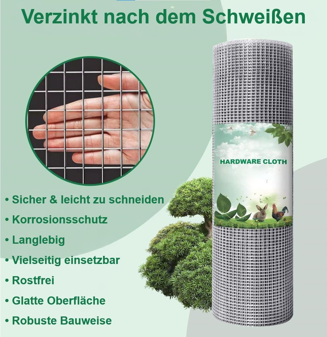 Amagabeli 1,2m x 15m Wühlmausgitter Volierendraht Hochbeet Gitter 6,3mm Feinmaschig Verzinkt &amp; Rostf