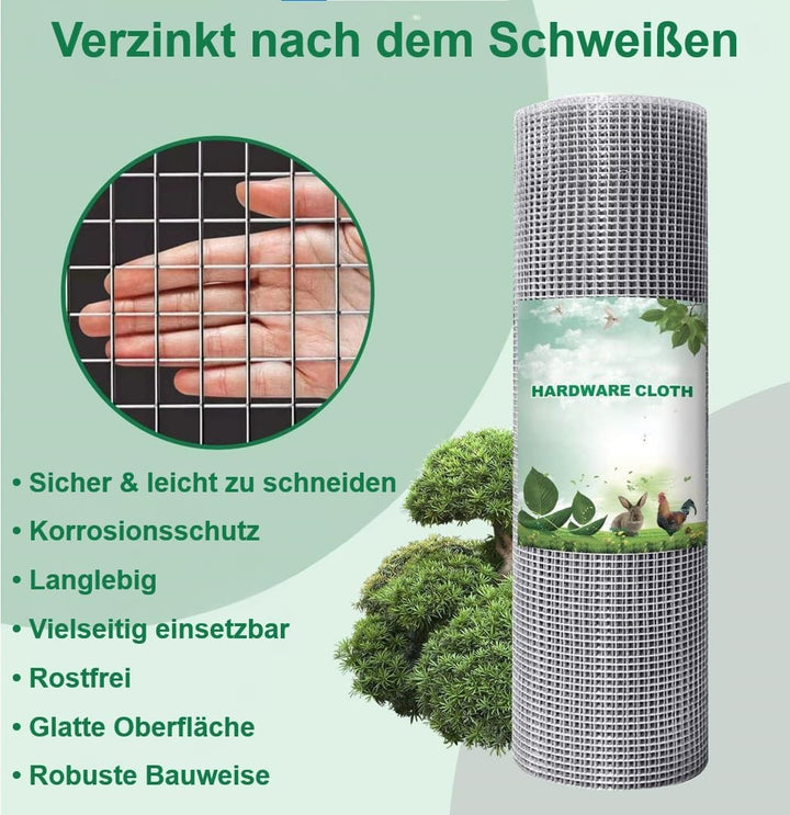 Amagabeli 1,2m x 15m Wühlmausgitter Volierendraht Hochbeet Gitter 6,3mm Feinmaschig Verzinkt &amp; Rostf