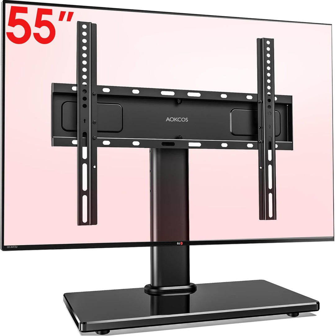 AOKCOS TV Standfuss TV Ständer Neigbar Schwenkbar Höhenverstellbar für 32-55 Zoll Fernseher, Univers