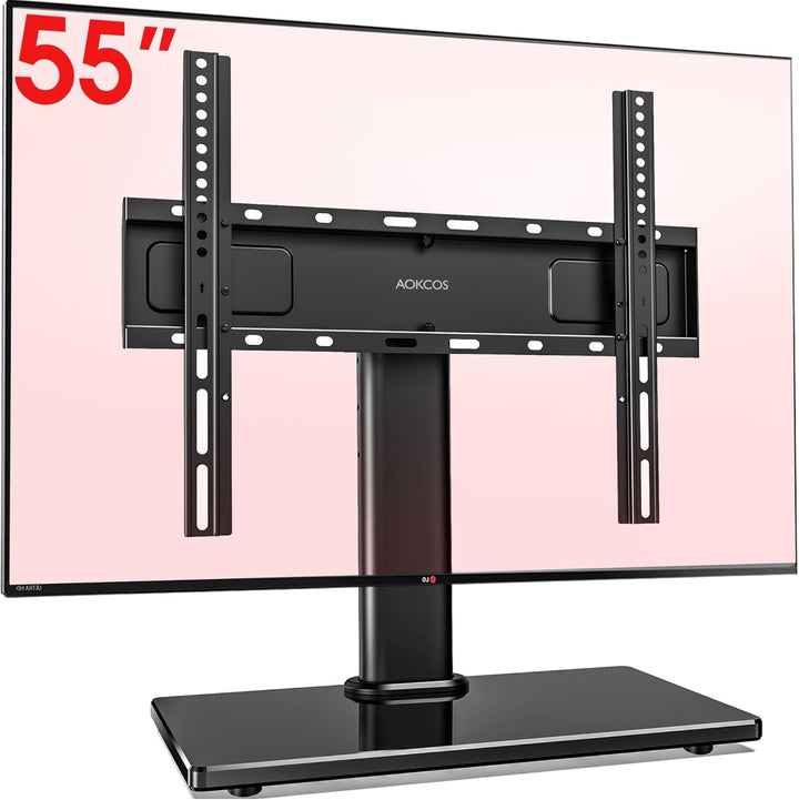 AOKCOS TV Standfuss TV Ständer Neigbar Schwenkbar Höhenverstellbar für 32-55 Zoll Fernseher, Univers