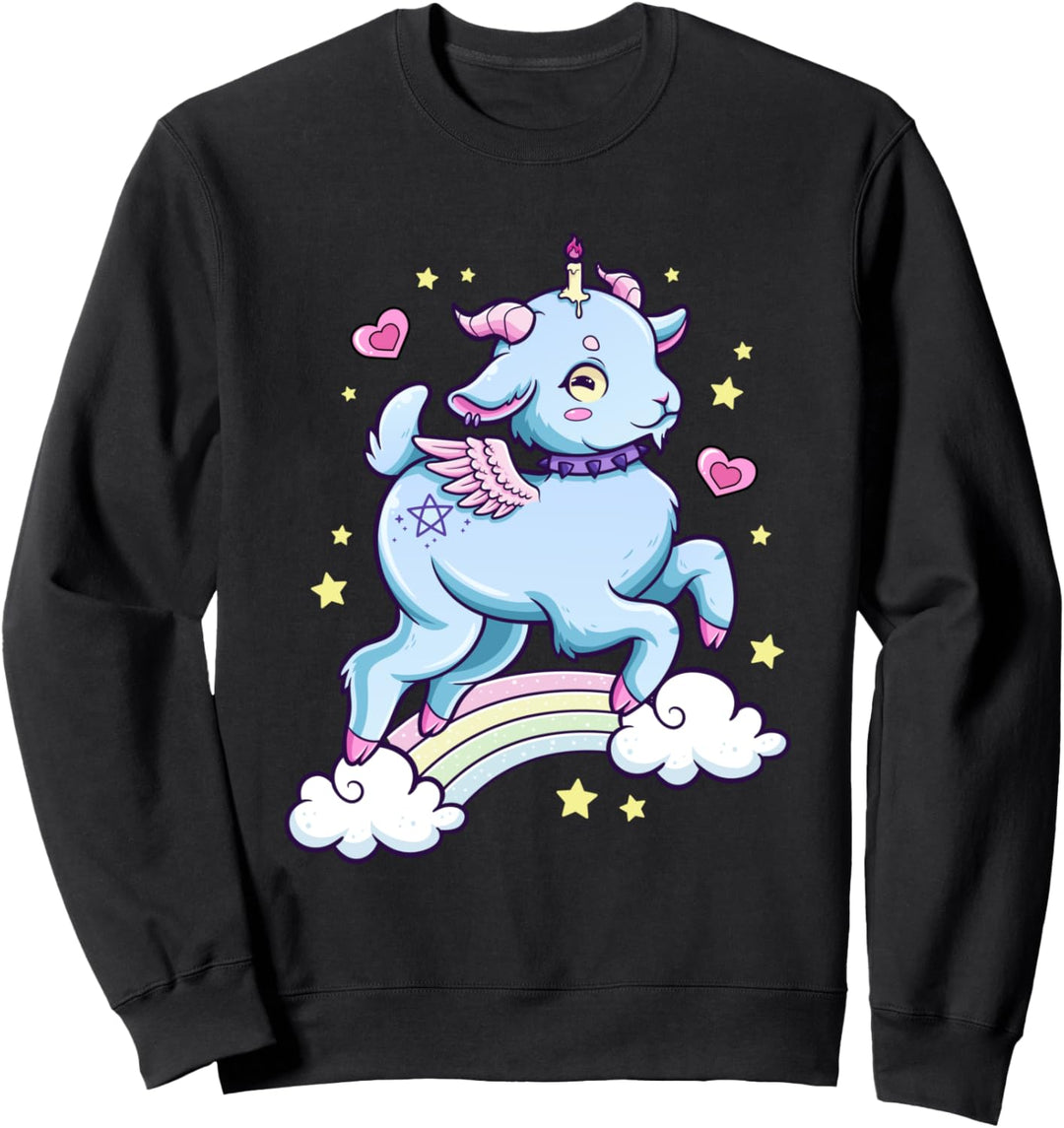 Kawaii Pastell Goth Cute Gruselig Baphomet Satanist Ziege Sweatshirt