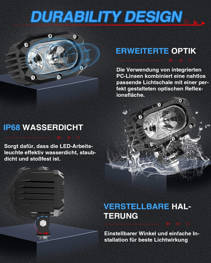 CO LIGHT LED Arbeitsscheinwerfer 12v Led Scheinwerfer 24v Zusatzscheinwerfer auto 4 zoll 2 stück×48W