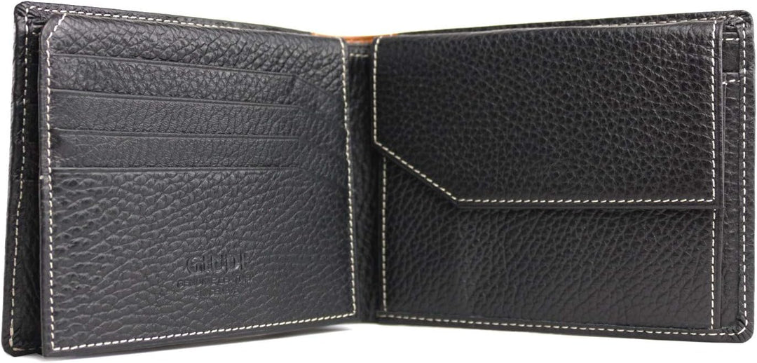 GIUDI Herren Geldbörse Leder, Braun, Schwarz, Medium, Classic, Braun, Schwarz