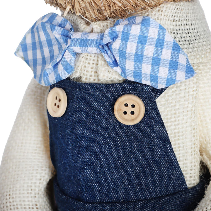 com-four® 2X Stroh Osterhase handgemacht - Deko-Osterhase zur Osterdekoration - Strohfiguren für Ost