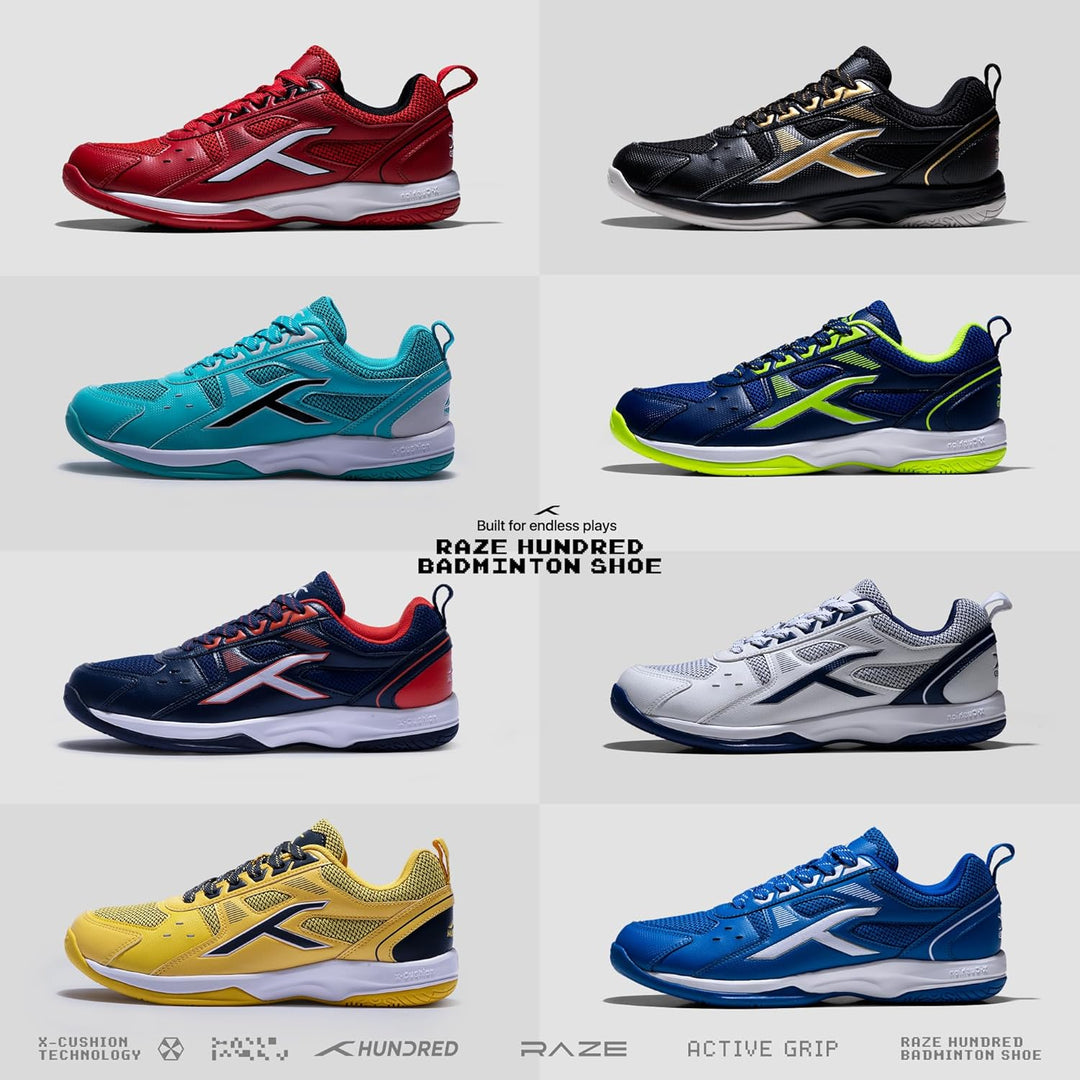 Hundred Raze Badminton Shoe Navy Lime 44 EU, Navy Lime 44 EU