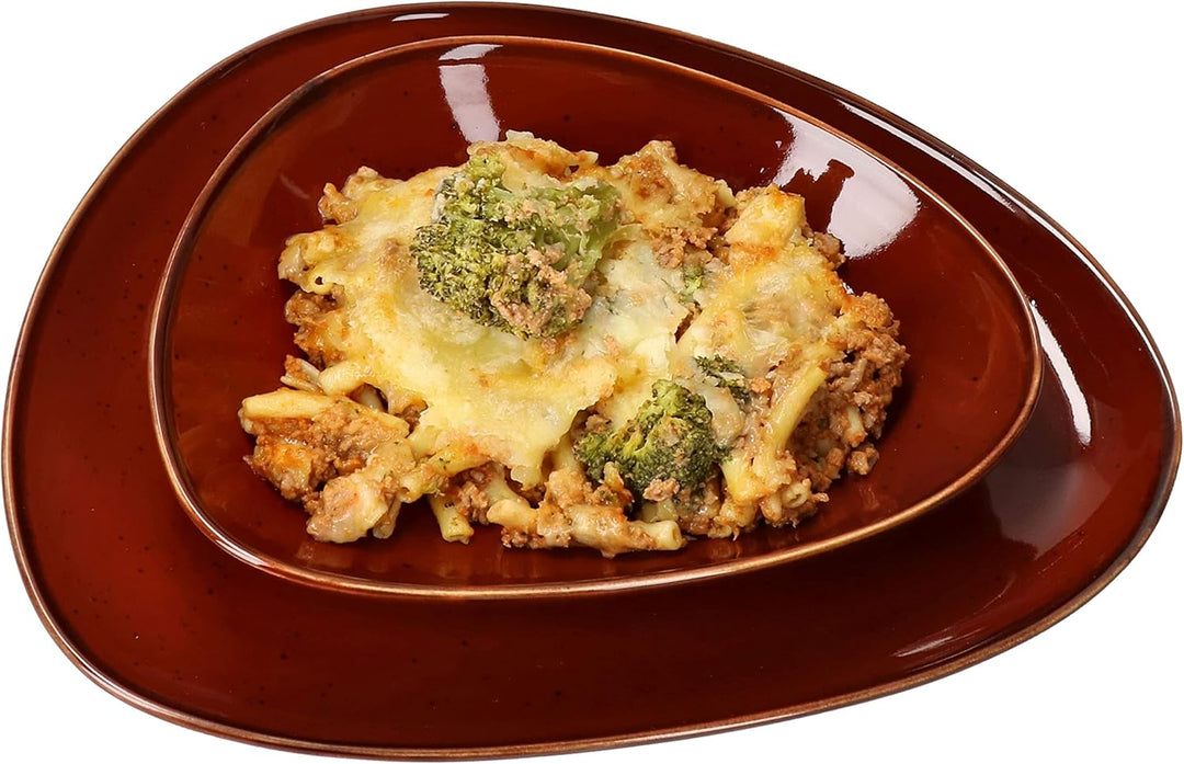 MamboCat 8tlg. Tafel-Service Marron Taste für 4 Personen I kastanienfarbenes Porzellan-Geschirr I je