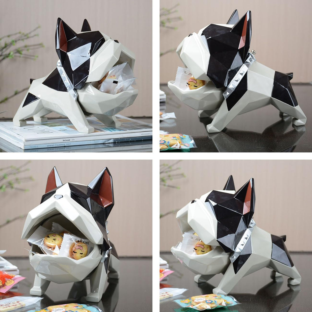 HAUCOZE Keksdose Bulldog Vorratsdose Tier Deko Moderne Skulptur Wohnzimmer Ornament Geschenk Polyres
