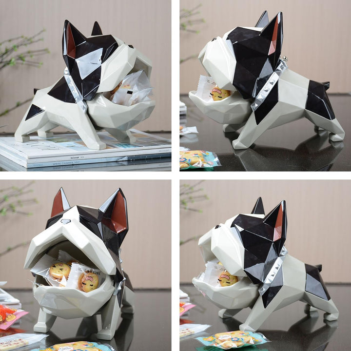 HAUCOZE Keksdose Bulldog Vorratsdose Tier Deko Moderne Skulptur Wohnzimmer Ornament Geschenk Polyres