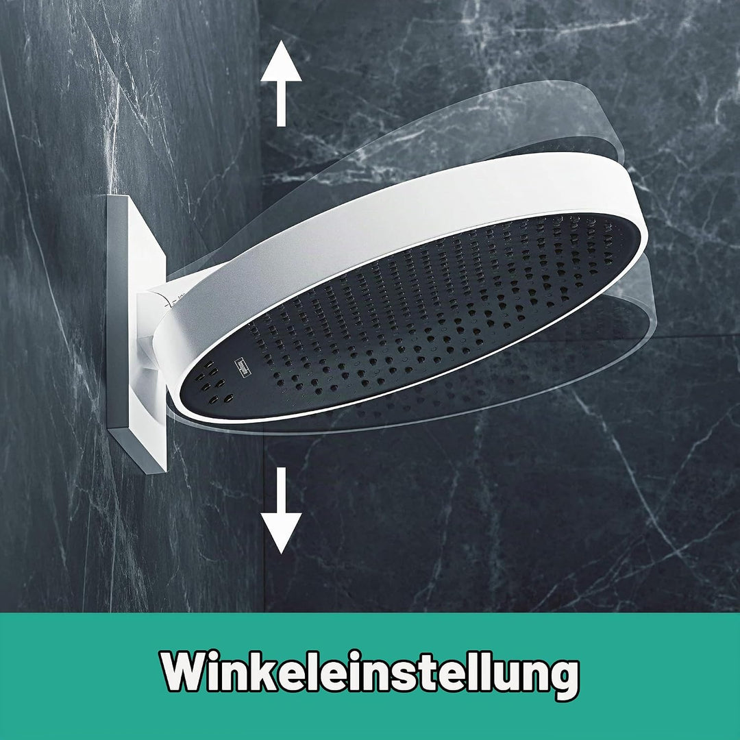 hansgrohe Duschkopf Regendusche Rainfinity (360mm, rund, 3 Strahlarten, Wandmontage) Mattweiss, Matt