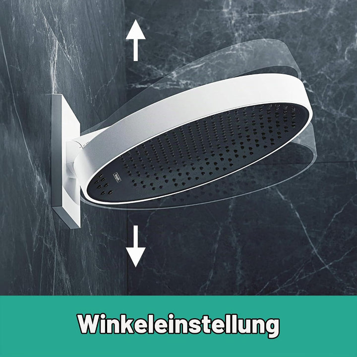 hansgrohe Duschkopf Regendusche Rainfinity (360mm, rund, 3 Strahlarten, Wandmontage) Mattweiss, Matt