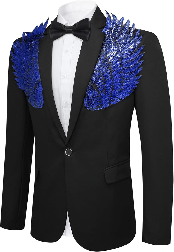 Allthemen Herren Sakko mit Pailletten Smokingjacke Glitzer Bunte Blazer für Party Abschlussball XXL