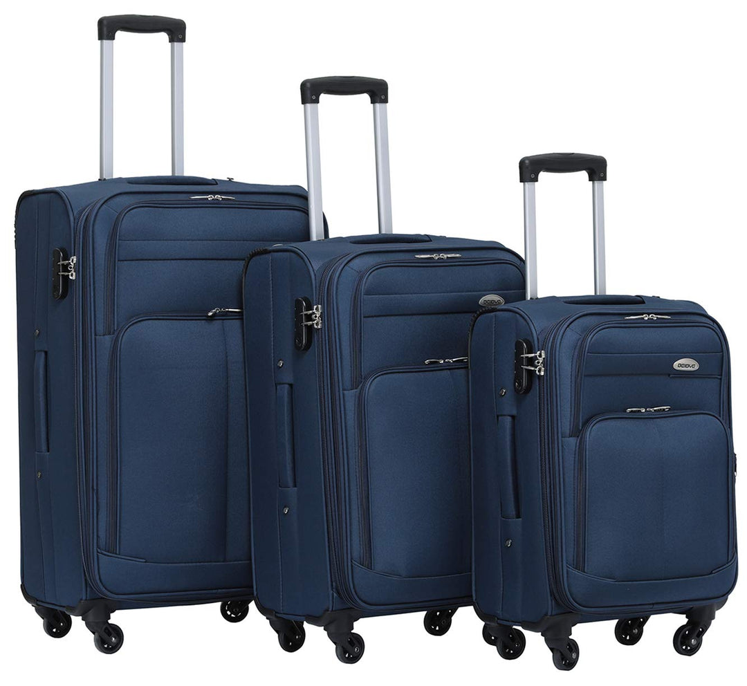 BEIBYE 4 Rollen Reisekoffer 3tlg.Stoffkoffer Handgepäck Kindergepäck Gepäck Koffer Trolley Set-XL-L-