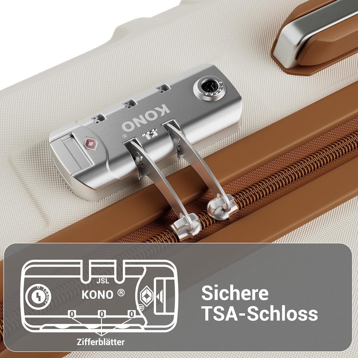 KONO Reisekoffer Set Gepäcksets 4 Teilig Kofferset, 55cm Handgepäck mit Beautycase Kosmetikkoffe mit
