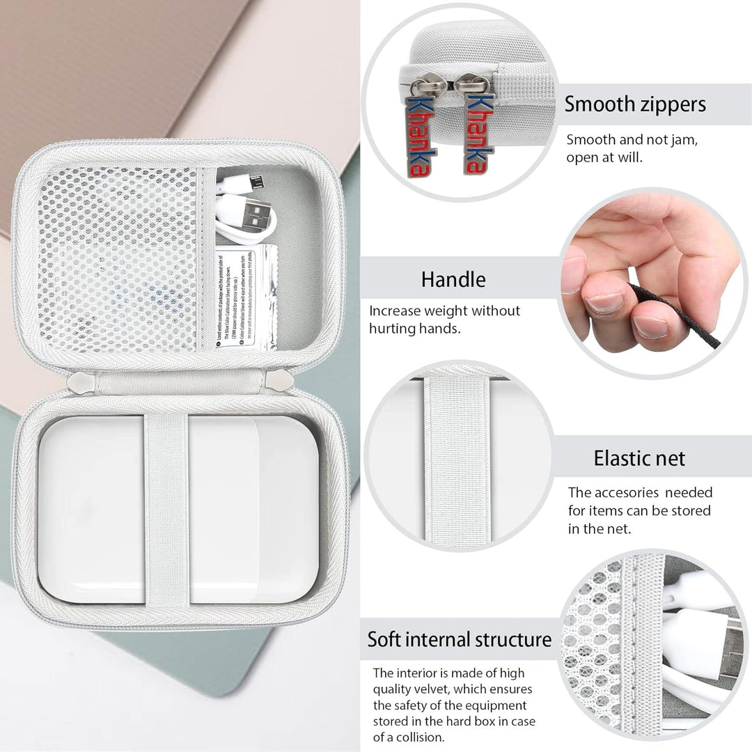 Khanka Hart Tasche Kompatibel mit Liene 2x3 Fotodrucker Smartphone Mini Drucker.(Weiss, nur Tasche)