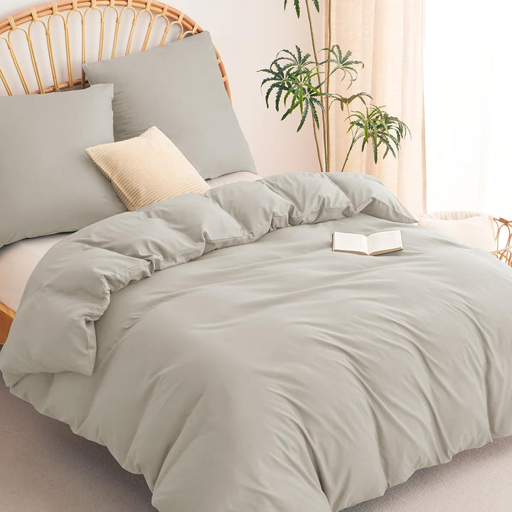 WAVVE Bettwäsche 200x200 3 teilig Beige - Bettbezug 200 x 200 Set mit Kissenbezüge 80x80 cm, Bettwäs