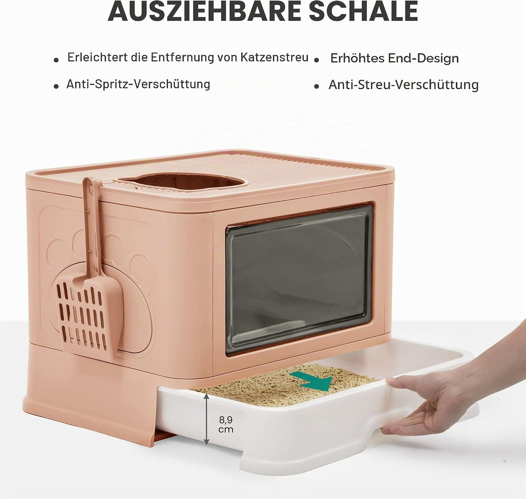 YITAHOME Katzentoilette mit Deckel, Katzenklo Gross, Katzenklo Hop In, Geruchlose Katzentoilette mit