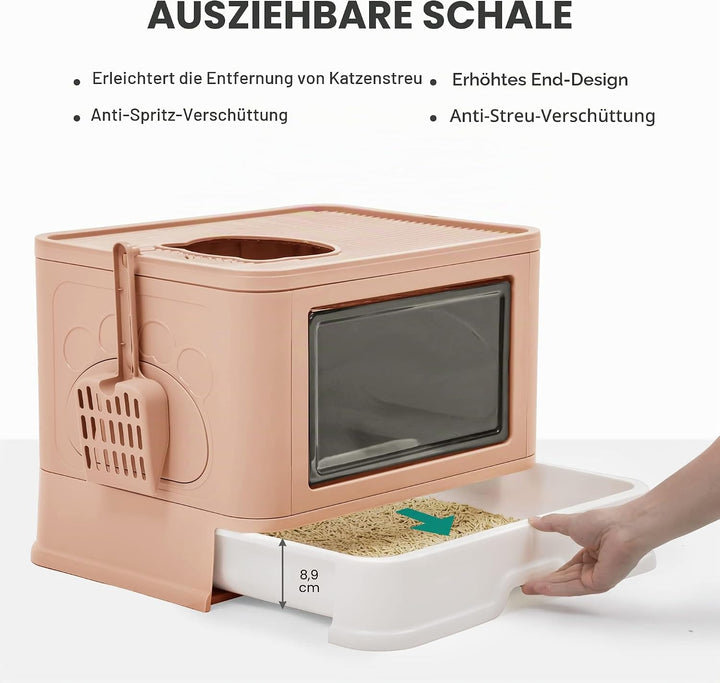 YITAHOME Katzentoilette mit Deckel, Katzenklo Gross, Katzenklo Hop In, Geruchlose Katzentoilette mit