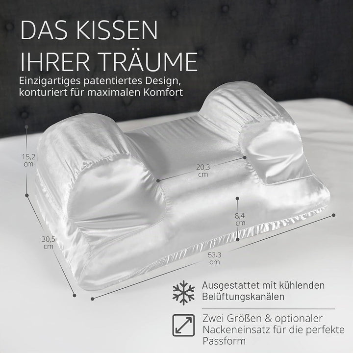 YourFacePillow mit Satinbezug - Nackenkissen - Anti-Falten Anti-Aging Memory Foam Kissen - Nackenstü
