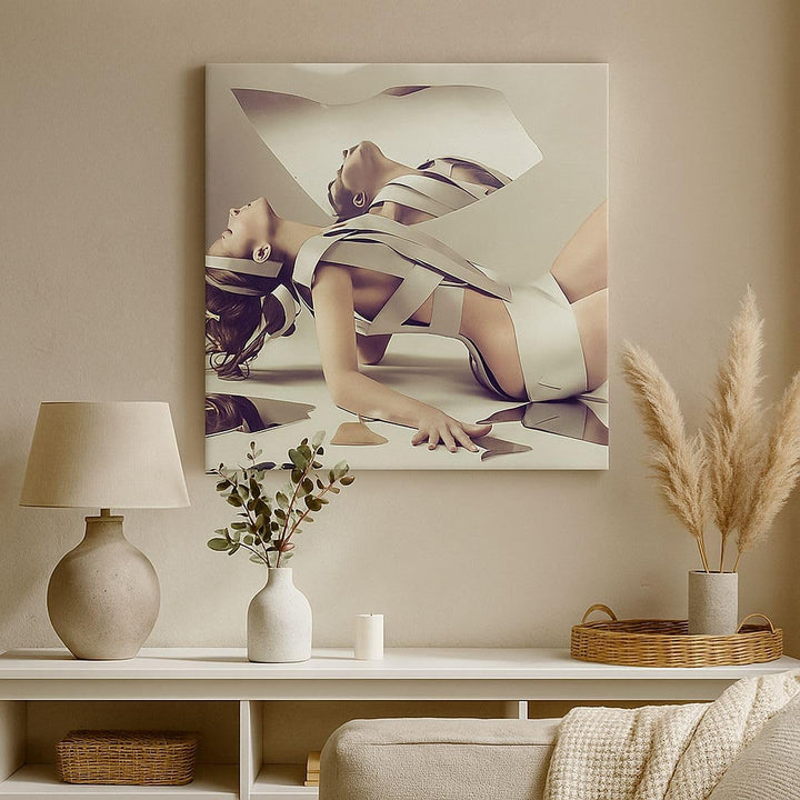 Bilder auf Leinwand 70x70cm Leinwandbild Weiblich modell posieren beine Gross Wanddeko Bild Schlafzi