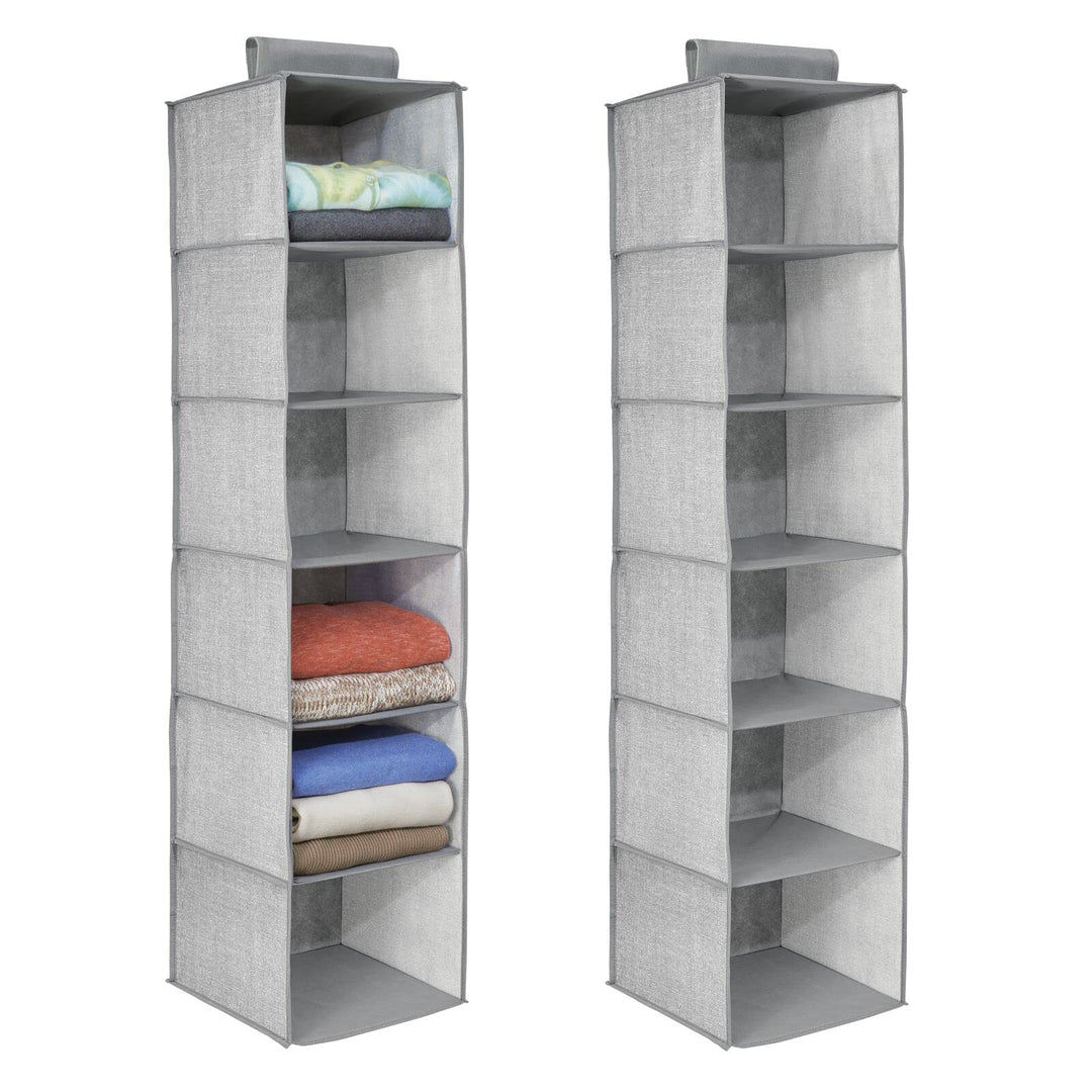 mDesign 2er-Set hängender Stoffschrank – 6 Regalfächer – idealer Hängeschrank aus Stoff für das Schl