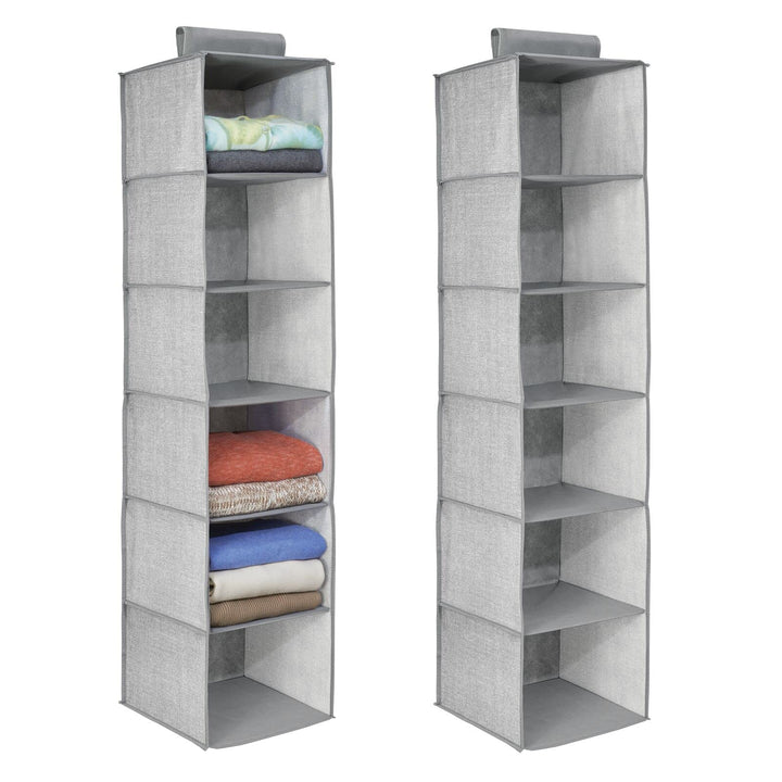 mDesign 2er-Set hängender Stoffschrank – 6 Regalfächer – idealer Hängeschrank aus Stoff für das Schl
