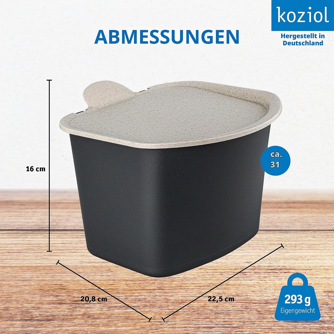 Koziol BIBO Biomülleimer 3 Liter mit Deckel | Küchenabfalleimer, Komposteimer | biozirkulärer Kunsts
