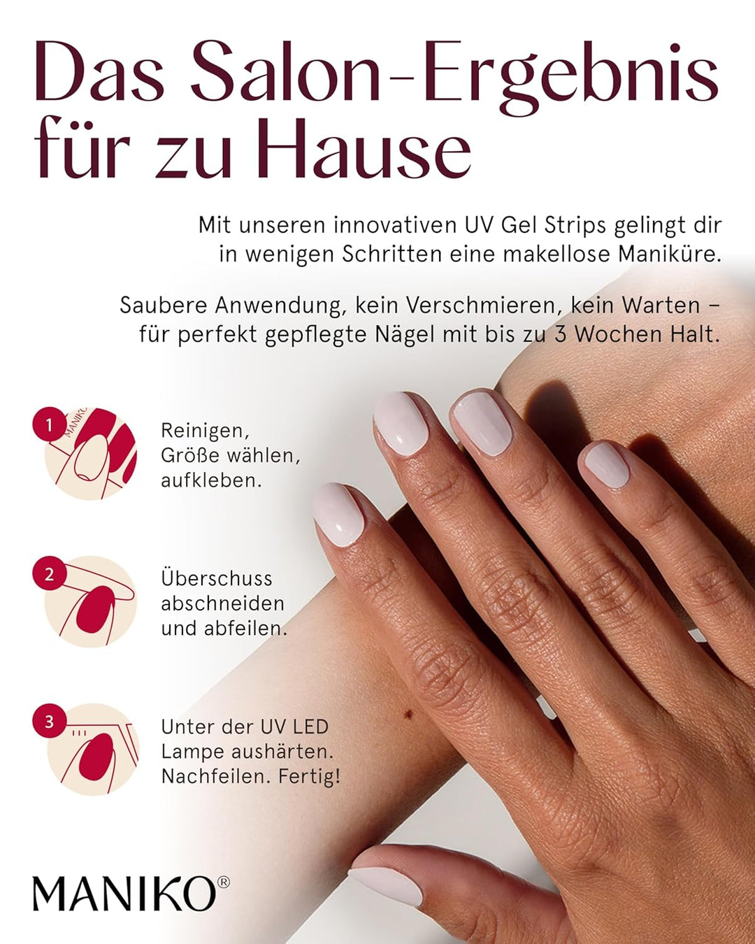 Maniko® UV Gel Strips - Selbstklebende Nagelfolie für bis zu 2 Anwendungen - Vegan & langanhaltend -