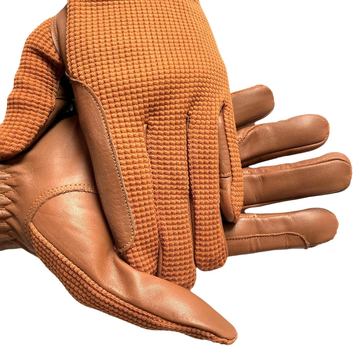 mustang eq Damen Reithandschuhe aus echtem Leder und Baumwolle, Premium-Qualität in Hellbraun, S