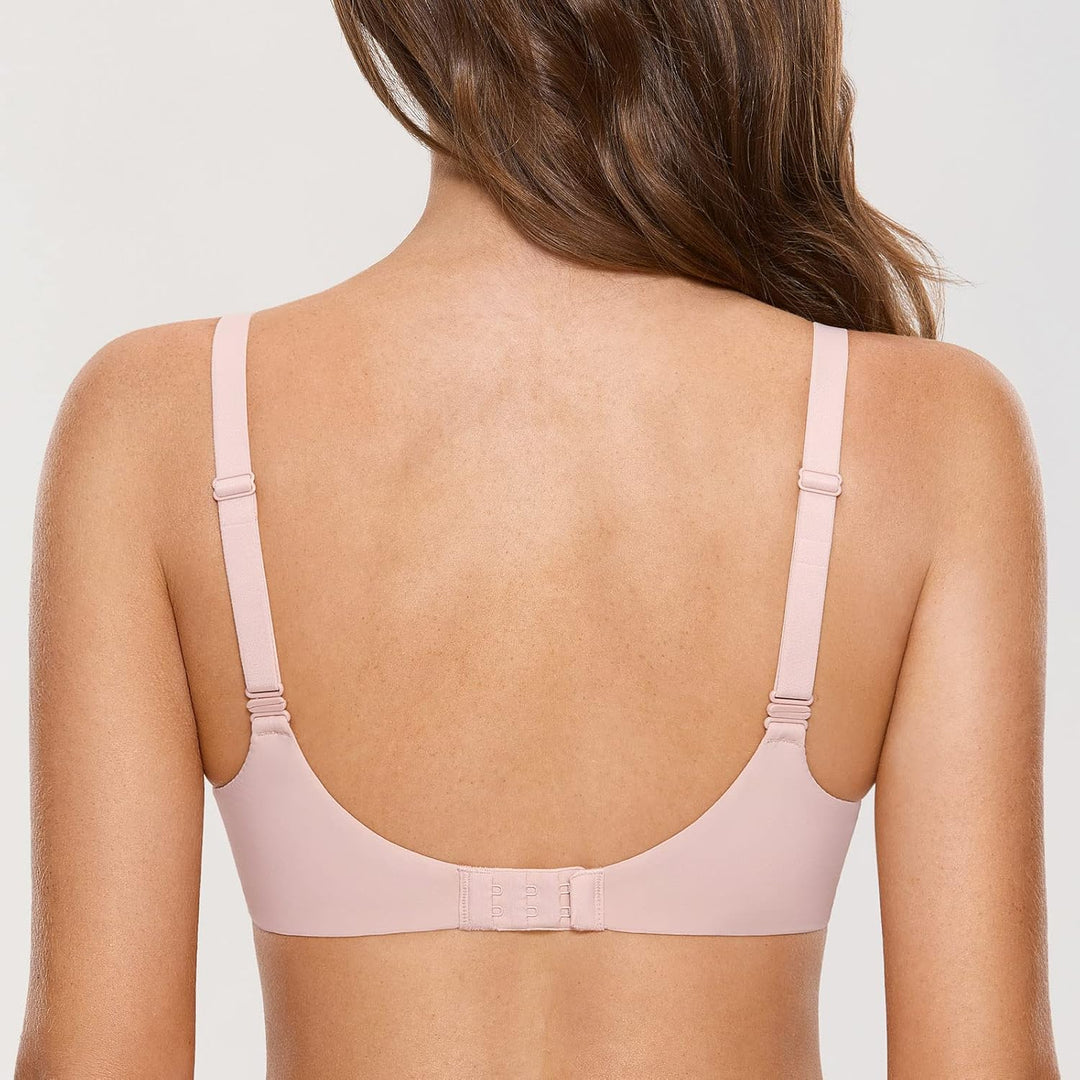 DOBREVA Damen Push Up Bügel BH Soft T Shirt BHS mit Licht Gepolstert Komfort Sexy 70C Nacktes Rosa,