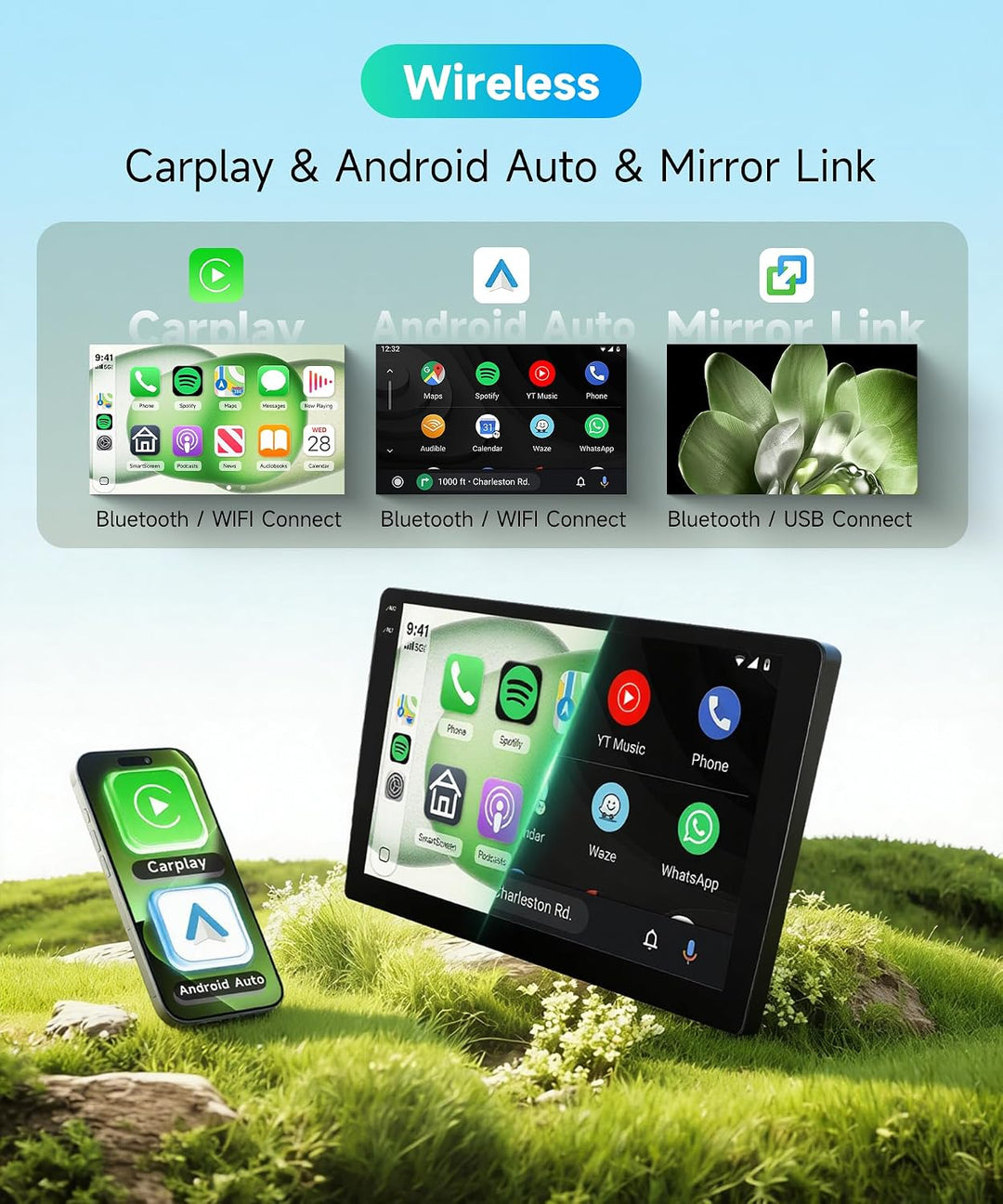 Rimoody 4G+64G Android Autoradio für Ford Ka 2008-2014 Wireless Carplay Android Auto, 9 Zoll Incell