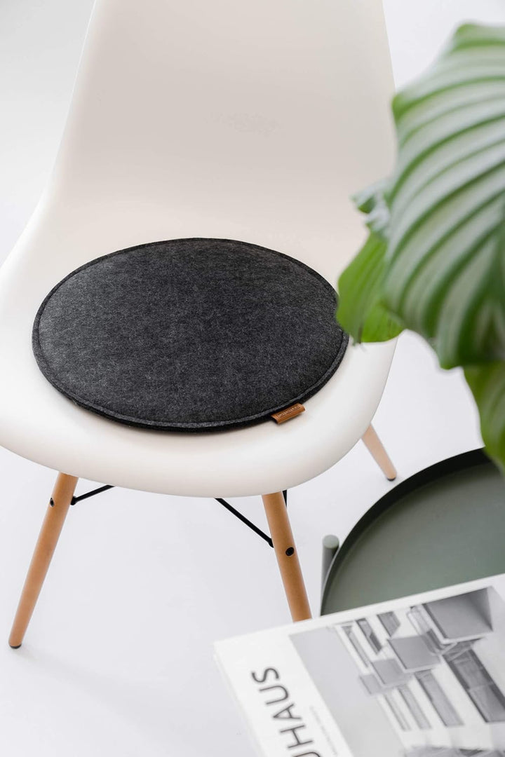 Miqio Design Filz Sitzkissen XL Rund mit Antirutschnoppen | 40cm | 4er-Set | Indoor und Outdoor | Na