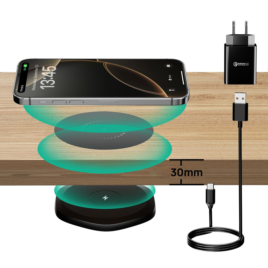 KPON Invisible Wireless Charger unsichtbares drahtloses, 30mm Versteckt unter dem Tisch, induktives