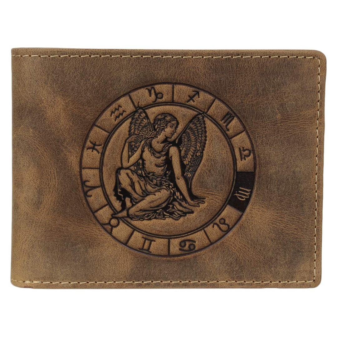 Greenburry Vintage 1705-Jungfrau Leder Geldbeutel Geldbörse Portemonnaie mit Sternzeichenmotiv Jungf