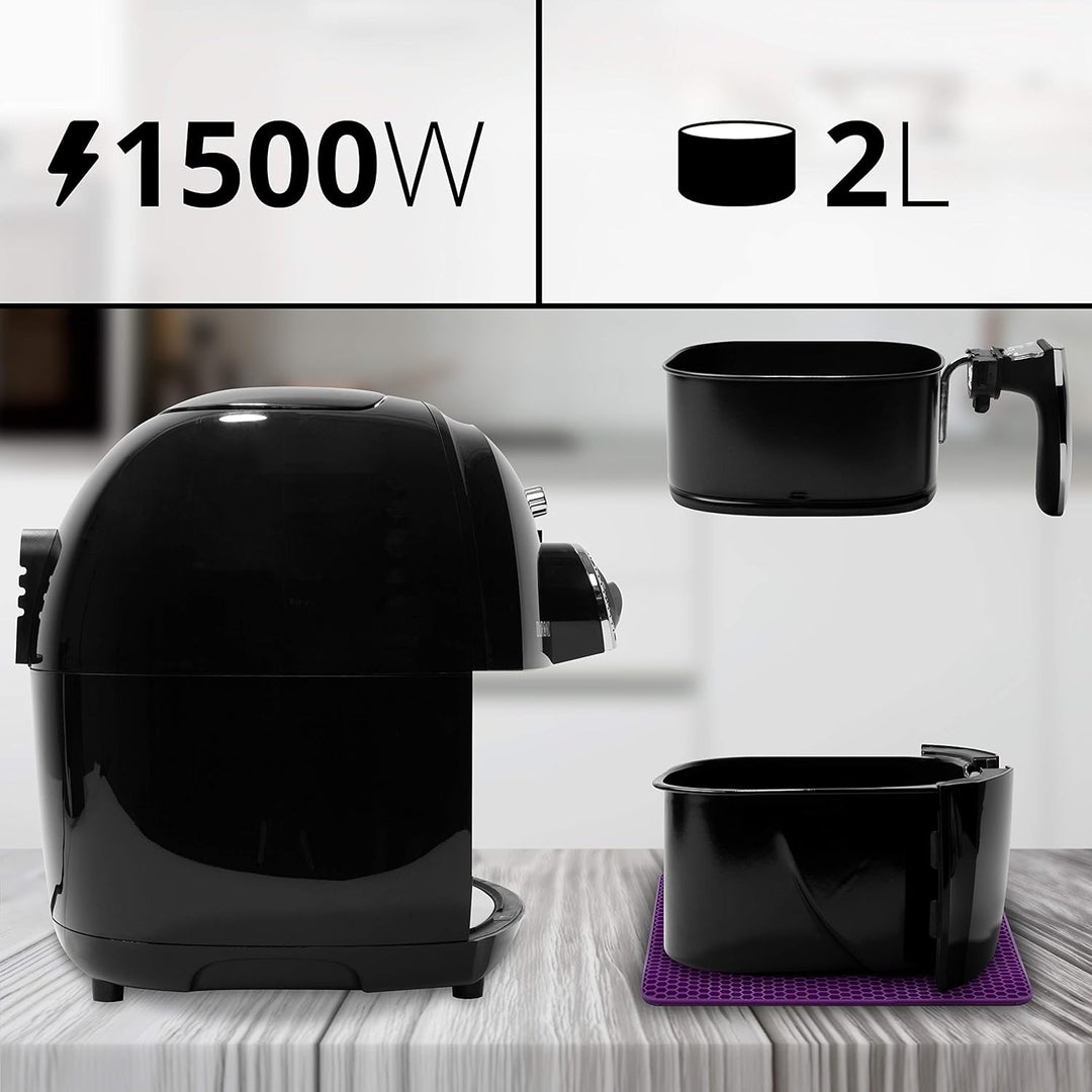 Duronic AF1 BK Heissluftfritteuse, Fritteuse mit 4,5 L Fassungsvermögen, Mini Backofen zum Dünsten,