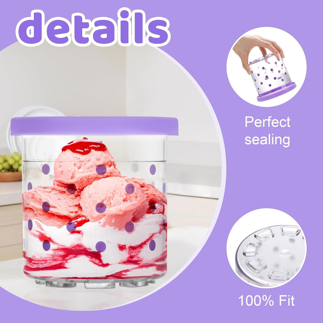 Generisch Kompatibel mit Ninja Creami Eismaschine NC300/NC301 Serie – Set aus 4 Eisbehältern in Pink