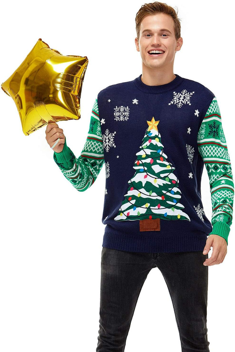 U LOOK UGLY TODAY Unisex Herren Damen Weihnachtspullover LED Licht Lustig Sweater Pulli Hässlich Xma