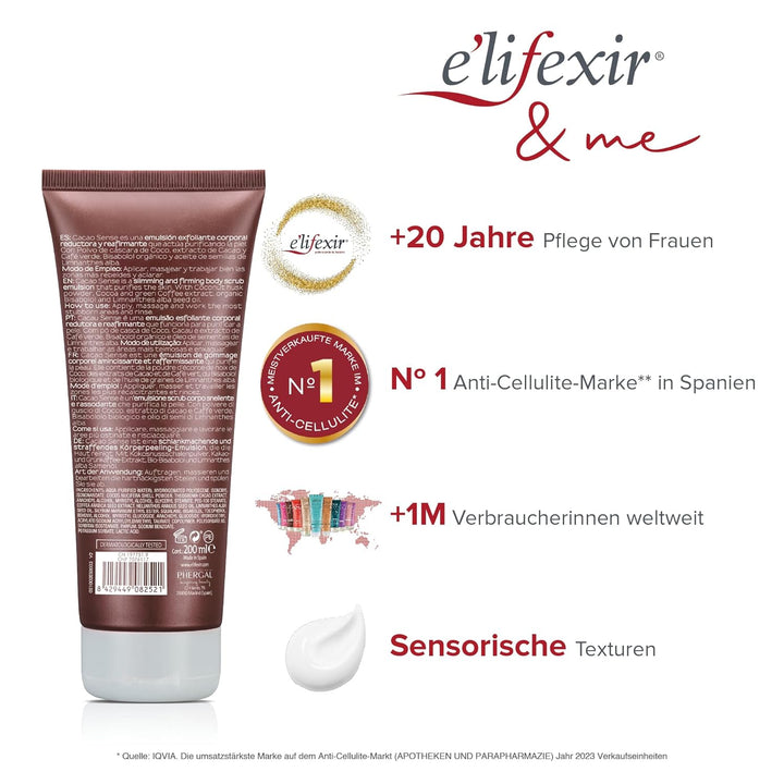Elifexir Cacao Sense - Körperpeeling. Körperpeeling, Reduzierend, Straffend, Verbessert die Leuchtkr