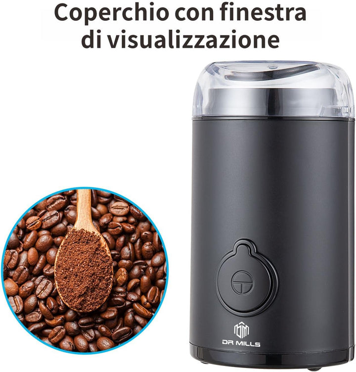 DR MILLS DM-7438 Elektrische Gewürz- und Kaffeemühle, Messer, Tasse bestehen aus SUS304 rostfreiem S
