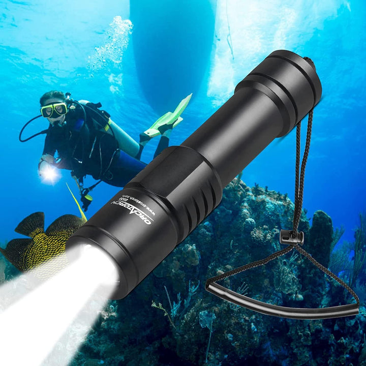 ORCATORCH D520 Tauchlampe 1000 Lumen Tauchen Taschenlampe Mechanische Kopfdrehung EIN/AUS LED Tauche