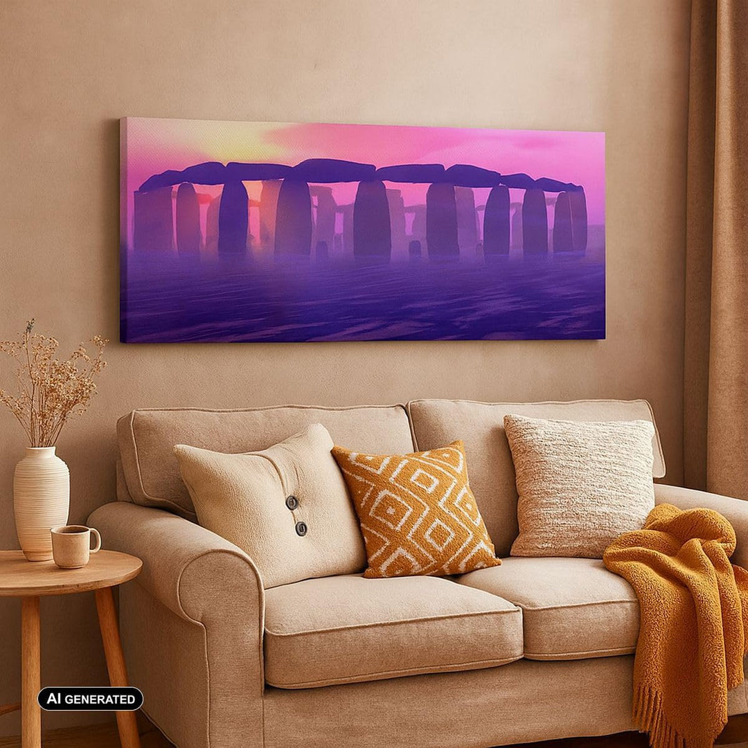 Wandbilder Dekoration Wohnzimmer Stonehenge Kreis Geheimnis Geschichte Bilder auf Leinwand 120x50cm