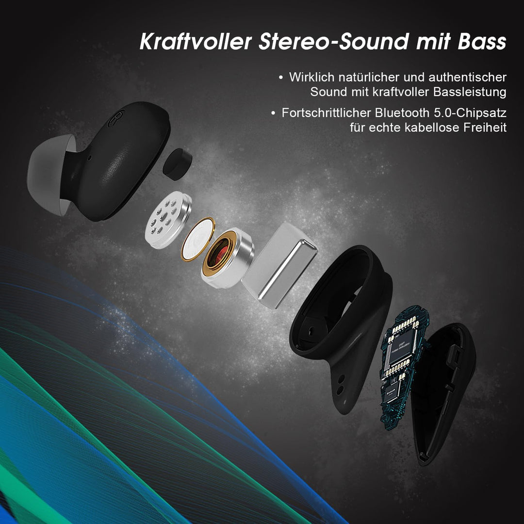 August Bluetooth Kopfhörer In Ear EP810 - Bluetooth 5.0 Kabellose Earbuds mit Mikrofon Berührungsste
