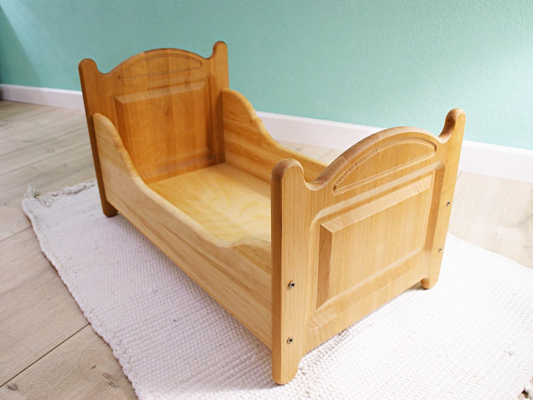 Drewart 933-3000 Puppenbett aus Holz, Holzspielzeug Puppenmöbel