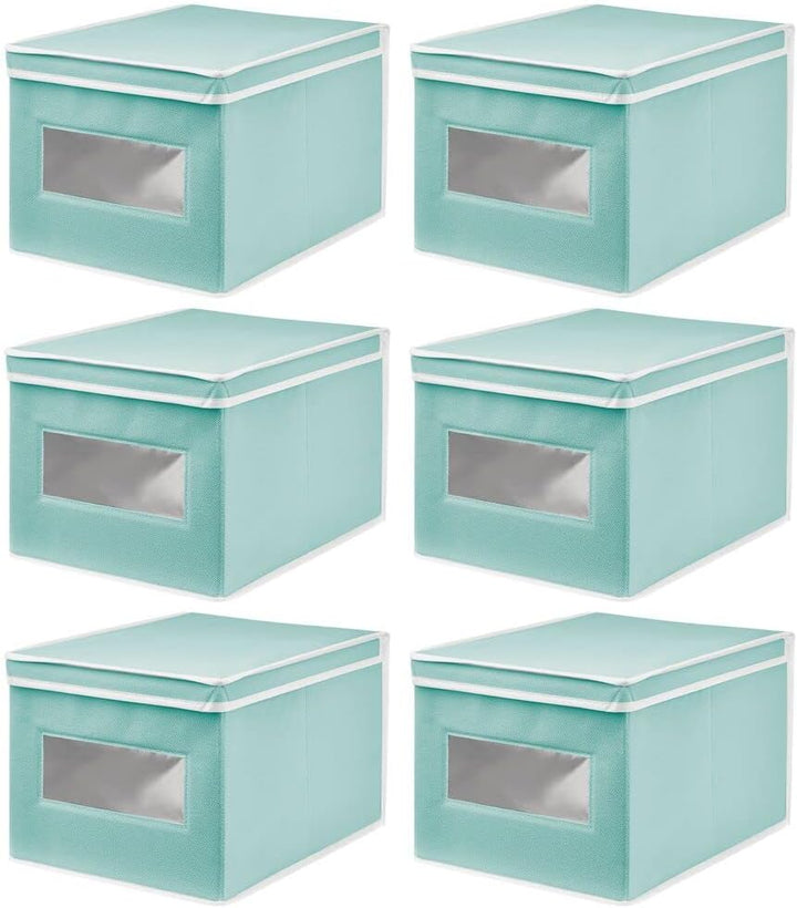 mDesign Stoffbox – praktische Aufbewahrungsbox mit Klappdeckel für Schlaf-, Wohn- oder Badezimmer –